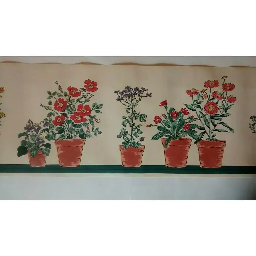 York Flower Pots Wall Border - 5 Yds